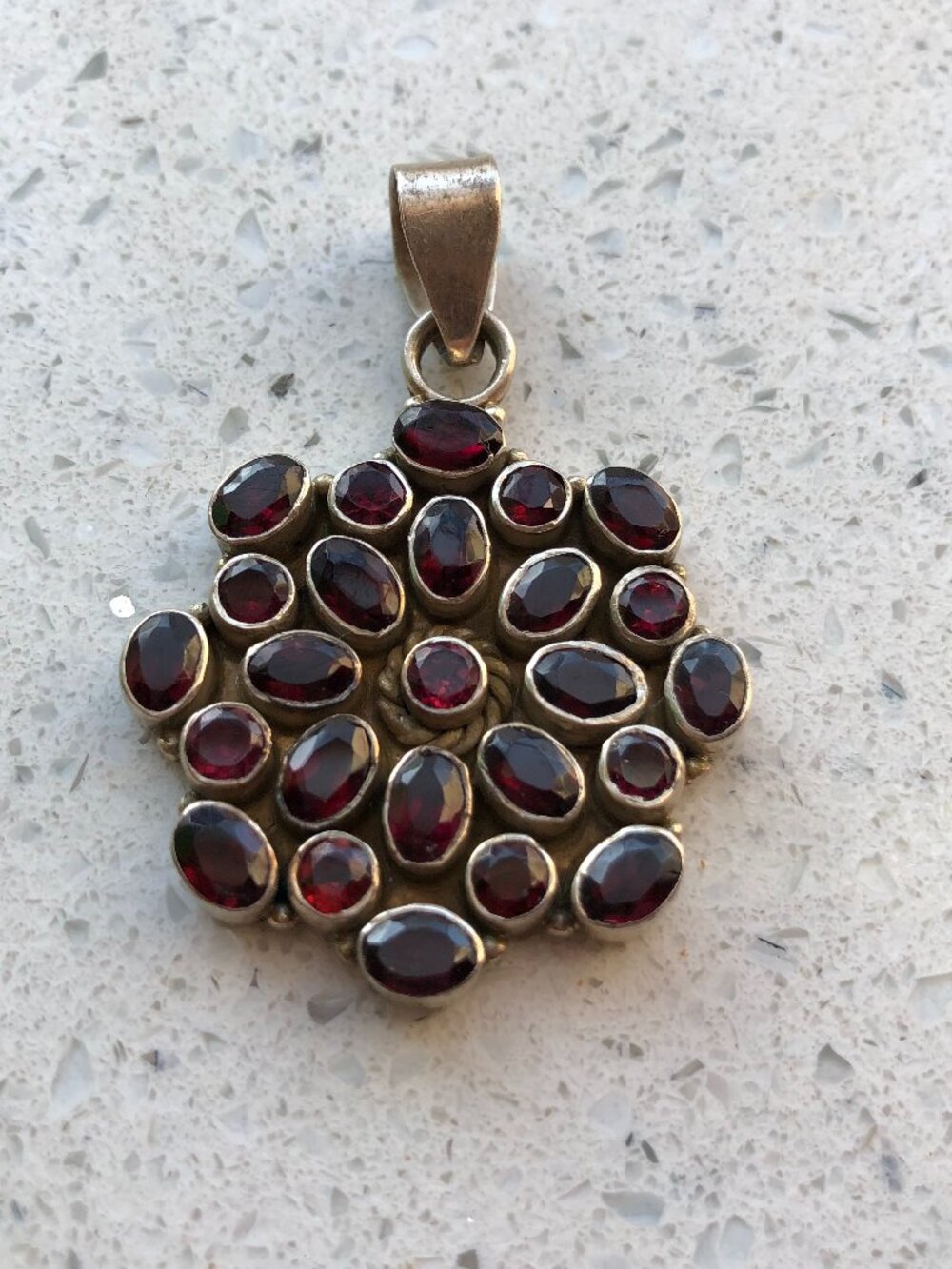 Sterling Silver Garnet Pendant